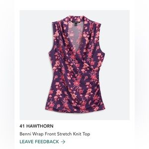 Stitch Fix 41Hawthorne Floral Purple V Neck Size Medium GUC